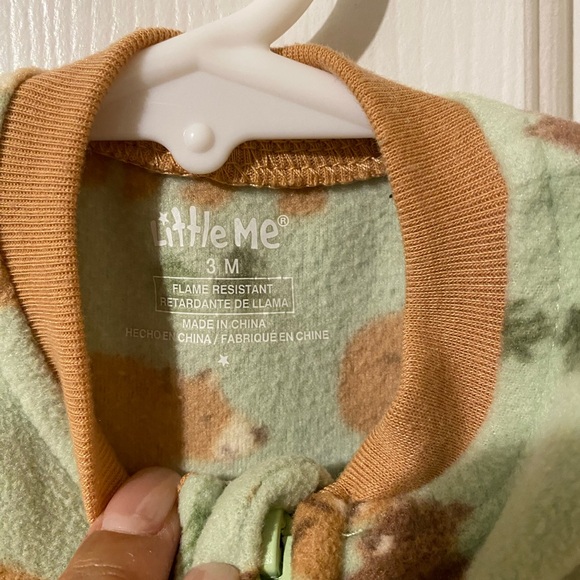 Little Me Green and Brown Bear Print Footie - Picture 4 of 4